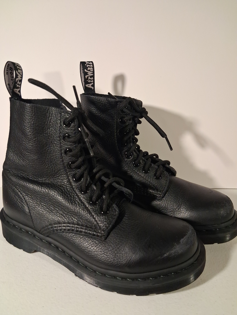 Dr.Marrins Women's Shoes Black Leather Combat Lace Up Ankle Boots Size 6 36
